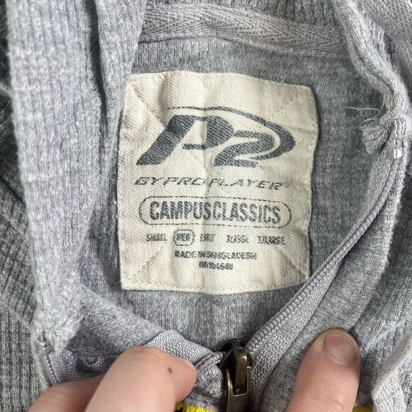 Vintage Michigan Wolverines Pro Player Mens Medium Gray Full Zip Hoodie P2 Y2K - Picture 2 of 8